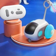 1入組遙控電動貓玩具2.0智能互動追逐車，智慧感應自動移動滾輪貓玩具，適用於室內貓咪，可USB充電 - 彩色 - 查看 10