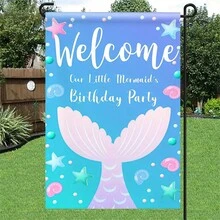 1入組人魚花園旗幟-鮮豔雙面印刷庭院標誌，適用於家居外部裝飾，戶外，院子，花園，露台和草坪裝飾-12x18英寸，不含旗桿 - 彩色 - 查看 4