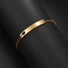 Silver Hollow Butterfly Carved Bracelet, Unisex, DIY Customized Carved Bracelet Set, Stainless Steel Material, High-Quality Curved Brand Customized Bracelet - Gold Heart Bracelet - View 4