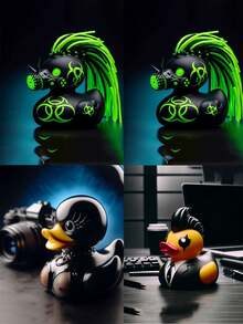 Hand-Painted Satan Duck In Suit/Rock Duck Desktop Model Ornament, Car Decoration - Multicolor - View 10