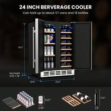 Wine And Beverage Refrigerator 24 Inch Dual Zone, French Door Wine And Beverage Cooler Built-In Or Freestanding Drink Fridge - 銀色 - 查看 2