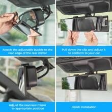 Car Panoramic Rear View Mirror, Interior Clip On Wide Angle Rearview Mirrors For Car, Universal Extended Large Rear View Mirror For Car, To Reduce Blind Spot Effectively For Auto SUV Trucks - White - View 4