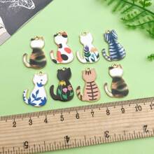 10/16入組混合彩繪貓咪吊墜，卡通小貓吊墜，適用於DIY珠寶製作、手工鐲、耳環、項鍊、吊墜、鑰匙扣、手工藝品 - 彩色 - 查看 4