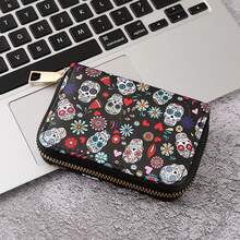 Women's Vintage Gothic Skull Patterned Wallet, Coin Purse And Card Holder With Secure Zipper And Multiple Card Slots - Multicolor - View 2