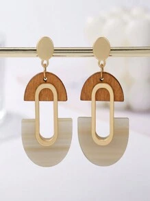 1 Đôi bông tai nhựa gỗ thanh lịch thời trang, phù hợp để phụ nữ đeo hàng ngày - Nhiều màu - Xem 1