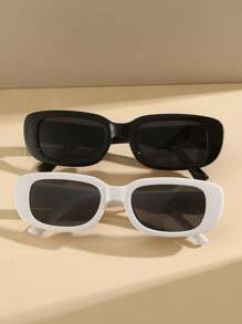 1/2 Pieces/Set Women's Black And White Plastic Frames Square Beach Sun Shade Fashion Glasses,It Is The Perfect Gift For Christmas Or Valentine's Day - Multicolor - View 9