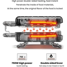 熱狗轉輪烤爐電動熱狗腸機，小型烤香腸，帶有自動溫控，多功能750W雙面加熱 - 查看 3