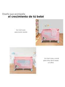 Corral para Bebe con Cambiador D'Bebe con Movil,Altura Ajustable - Rosa - Ver 5