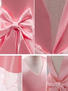 Vestido Elegante Para Fiesta, Cumpleaños, 3 años, bautizo. - Rosa - Ver 3