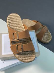 DISARCON New Summer Men's Sandals, High-End/Fashion/Versatile/Business/Plus Size Men's Shoes, Metal Double Buckle Design, Adjustable Classic Retro Slide Sandals, Suitable For Outdoor Leisure And Vacation, Non-Slip/Breathable/Durable/Beach Slippers, Indoor And Outdoor Bathroom Home Slippers For All Seasons