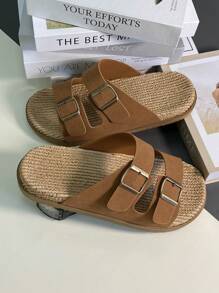 DISARCON New Summer Men's Sandals, High-End/Fashion/Versatile/Business/Plus Size Men's Shoes, Metal Double Buckle Design, Adjustable Classic Retro Slide Sandals, Suitable For Outdoor Leisure And Vacation, Non-Slip/Breathable/Durable/Beach Slippers, Indoor And Outdoor Bathroom Home Slippers For All Seasons