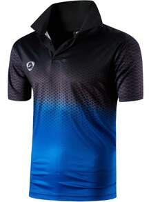 jeansian 1pc Boyfriend Style Men's Sports Paul Shirt Zipper T-Shirt Polo Shirt Short Sleeve Quick Dry Tennis Golf Bowling Athletic Shirt, Black & Blue, LSL357