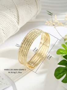 3入或5入組夏威夷設計雞蛋花手鍊套裝，14k鍍金銅手鐲 - 金色 - 查看 11