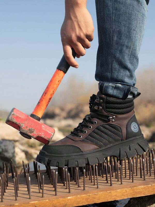 Men's Safety Shoes New Summer Mesh Lightweight Breathable Sneaker Puncture Proof Non Slip Protective Work Boots