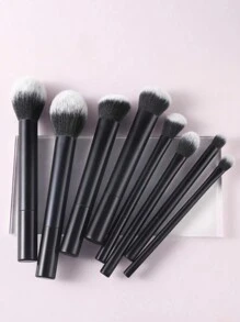 8支黑色长柄化妆刷套装 + 3个粉扑，包含腮红刷、散粉刷、轮廓刷、眼影刷、晕染刷、高光刷、修容刷和提亮刷，化妆刷套装，化妆刷套装，化妆刷套装，全套化妆刷，化妆刷套装，全套化妆工具，化妆刷套装，化妆刷礼盒套装 - 黑色 - 查看 6