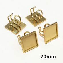 2pcs/Lot Square Rectangle Stainless Steel Thick Adjustable Ring Settings Blank Base Fit 12/20/25mm 18x25mm Cabochon DIY Findings
