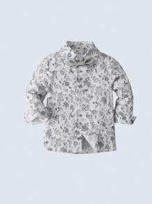 3 件套年轻男孩绅士服装套装：带蝴蝶结的衬衫、背心和裤子，时尚，适合生日派对、婚礼、洗礼 - 綠色 - 查看 4