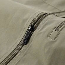 Chaleco utilitario de múltiples bolsillos para hombres de primavera/otoño, chaleco para deportes y actividades al aire libre, pesca y fotografía, chaqueta casual ligera, tops transpirables con cuello de soporte y bolsillos dobles con cremallera - Caqui - Ver 9