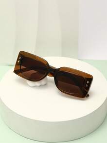 Gafas de sol cuadradas de moda para mujer, gafas falsas a juego con todo, gafas de sol de marco pequeño y retro - Negro - Ver 5