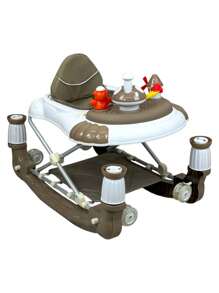 Andadera para Bebe Caminadora Plegable 3en1 Juguetero Musical Mecedora Hongo - Café integral - Ver 4