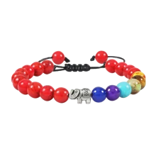 魅力大象吊墜手鍊，串珠手編手鍊，黑白天然石首飾男女禮物 - 彩色 - 查看 14