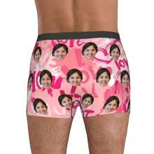 Customized Men's Funny Underwear With Personalized Photo Printed Boxer Briefs Featuring Wife's Portrait, Fun Gift For Husband Or Boyfriend - Black - View 8
