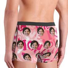 Customized Men's Funny Underwear With Personalized Photo Printed Boxer Briefs Featuring Wife's Portrait, Fun Gift For Husband Or Boyfriend - Black - View 5