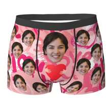 Customized Men's Funny Underwear With Personalized Photo Printed Boxer Briefs Featuring Wife's Portrait, Fun Gift For Husband Or Boyfriend - Black - View 9