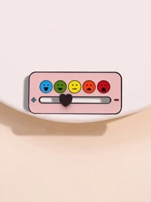 1pc Cute Mood Sliding Switch Metal Brooch, Creative Glow Enamel Badge For Men And Women Daily Wear