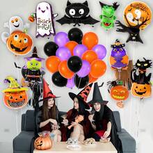 10pcs Random Styles Mixed Color Halloween Ghost  Spider Pumpkin Balloons Halloween Party Decoration Balloon Set - Multicolor - View 3