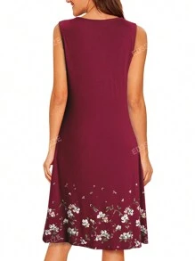 GOOTUCH Women's Summer Floral Print Pleated Casual Tank Dress
