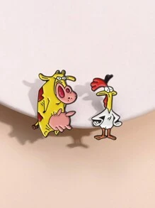 2入組森林動物卡通徽章，創意可愛設計，男女均適用於日常服飾或包袋裝飾品 - 動物 - 查看 1