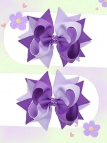 2pcs/Set 4.7 Inch Fashionable Bowknot Hair Clips For Teenage Girls, Suitable For Holidays, Parties, And School - Purple - View 1