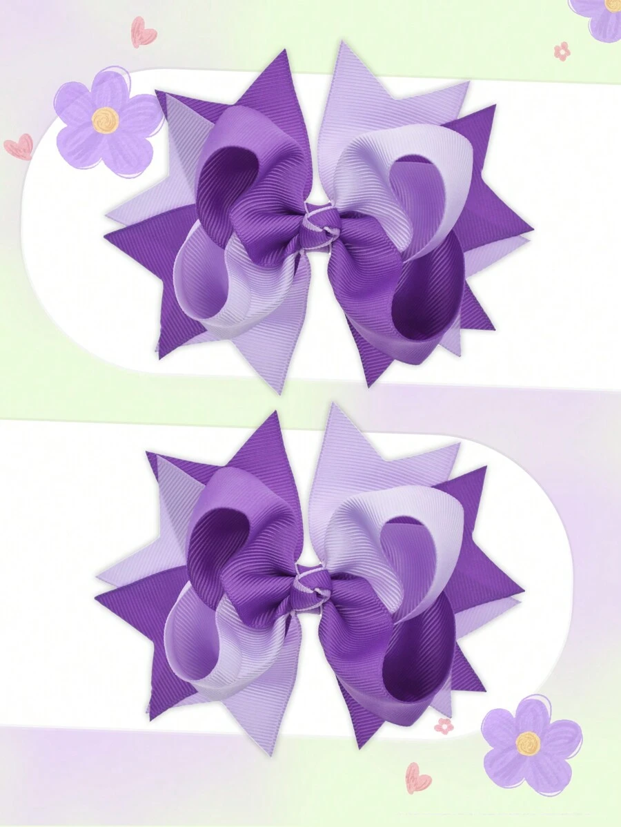 2pcs/Set 4.7 Inch Fashionable Bowknot Hair Clips For Teenage Girls, Suitable For Holidays, Parties, And School - Purple - View 1