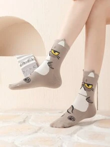 5 paia di calzini alla caviglia morbidi e traspiranti con motivo carino a orecchie di gatto, adatti da abbinare a sneaker, scarpe casual e qualsiasi tipo di calzature per il ritorno a scuola