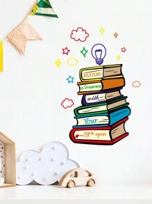 1pc Baby Room Cartoon BOOK Shaped Light Bulb Decorative Wall Sticker Baby Shower Family Decorations Gifts - Multicolor - View 5