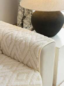 1入組毛絨沙發坐墊，厚實保暖，現代簡約設計，全季節適用，防滑，可機洗，防塵，防污，不褪色及脫落，適用於L型及1/2/3/4人位沙發，適用於秋冬季節 - 米色 - 查看 7