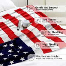 1 件印有美国国旗的柔软温暖毛绒毯，多用途，适用于沙发、床、办公室、露营、旅行 - 彩色 - 查看 5