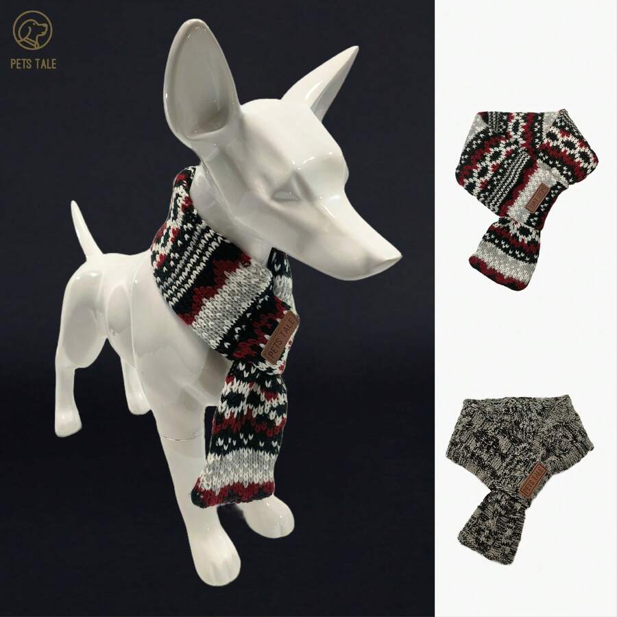 Khăn quàng cổ cho chó PETS TALE Vintage Charm - Cable Knit - Màu Xám nhạt - Xem 1