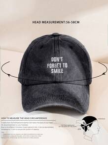 1pc Women's 'DON'T Forget To Smile' Washed Baseball Cap, Outdoor Adjustable Sun-Protective Casual Hat Suitable For Spring, Autumn, Travel, Beach, Vacation, Men's Sun Hat, Y2K Style Young Hat,Summer - Black - View 4