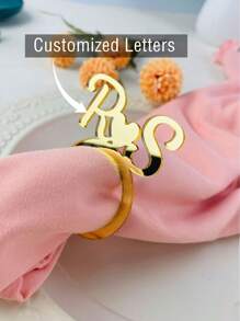 Personalized Napkin Ring Initials Custom Wedding Table Decor Acrylic Napkin Ring Place Holder Banquet Party Decor Ornamental Exquisite, Stylish, Contracted, Modern Custom, Personalized, Unique Ideal Gifts For Him Her, Boyfriend, Girlfriend, Dad, Mom, Family, Friends For Anniversaries, For Valentine's Day, For Mother's Day, For Birthdays, For Children's Day, For Father's Day, For Graduation, For Weddings - Multicolor - View 1