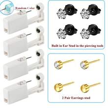 8 Pieces Set Disposable Ear Piercing Kits,Include With 4 Pack Self Ear Piercing Gun With Built-In Cubic Zirconia Ear Studs,4pcs Ear Stud,Professional And Home Use For Women Men - White - View 11