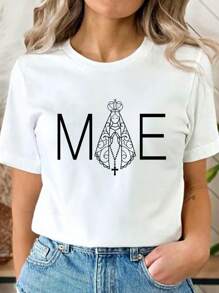 camiseta blusa t-shirt feminina nossa senhora mãe, baby look católica santa aparecida plus size