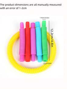 6入組隨機顏色伸縮塑膠管玩具，有褶皺紋路的緩解管，減壓玩具，辦公室使用 - 彩色 - 查看 6