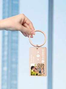 1pc Customized Music Code Photo Keychain, Personalized Stainless Steel Song Keychain, Album Keychain, Music Code Keychain Gift For Birthday, Anniversary Gift For Couples - Customized Photo + Scannable Music Code - View 6
