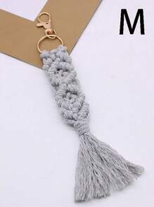 1pc Minimalist Woven Keychain For back to school - Khaki - View 29