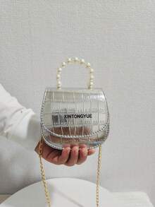 儿童时尚新款石纹珍珠手提包，节日礼物 PU 皮革鳄鱼纹时尚迷你包，公主潮流女孩零钱包，时尚迷你口红包 - 均碼 - 查看 9