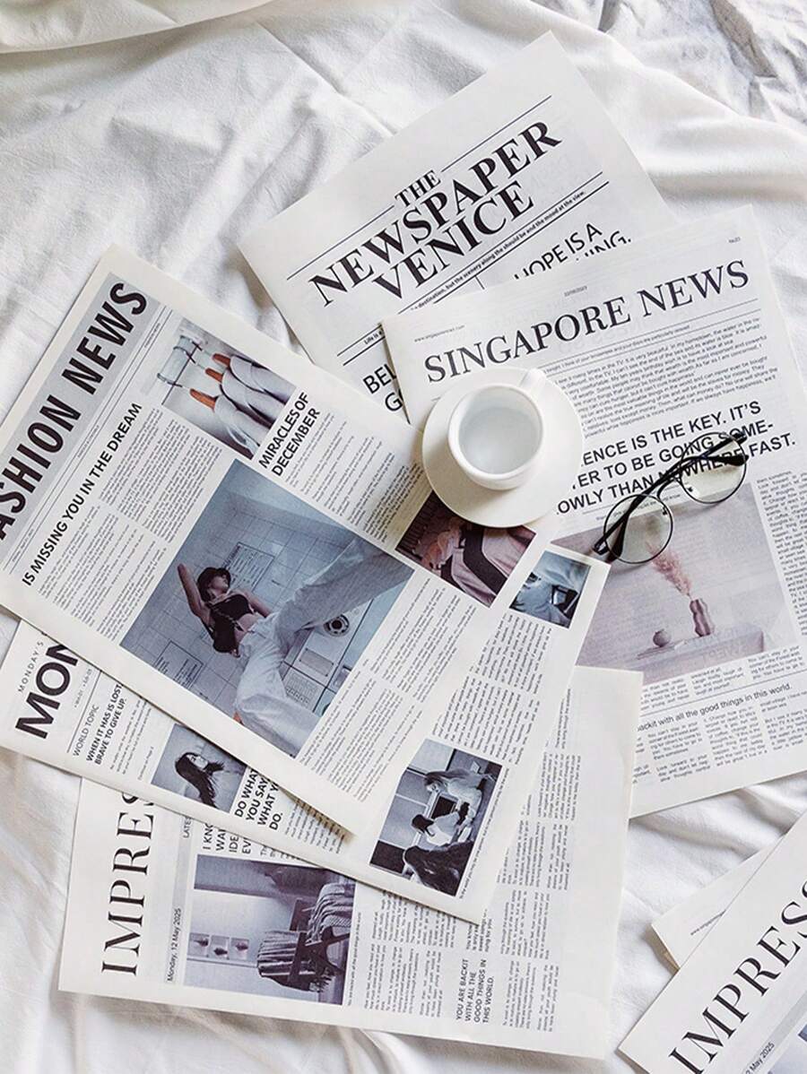 2 Cái/Bộ Ins Phong Cách Báo Đơn Giản, Đạo Cụ Chụp Ảnh Báo Tiếng Anh Thời Trang Quần Áo Trang Trí Nhà Cửa Đạo Cụ Nền Chụp Ảnh Thực Phẩm, Hoàn Hảo Để Trang Trí Phòng Và Phòng Ngủ, Trang Trí Phòng, Trang Trí Mùa Thu