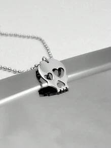 1 chiếc vòng cổ mặt dây chuyền trang trí hình đầu lâu hình trái tim sáng tạo thích hợp cho trang phục hàng ngày của phụ nữ Ngày lễ tình nhân, Mẹ, Mẹ, Ngày của Mẹ, Quà tặng - Bạc - Xem 3