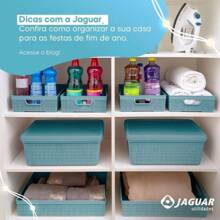 Kit Of 2 Organizer Boxes With Lid 5 Liters  Utilities Durable Plastic Stackable Exclusive Texture Multipurpose - Azul Marino - Ver 4